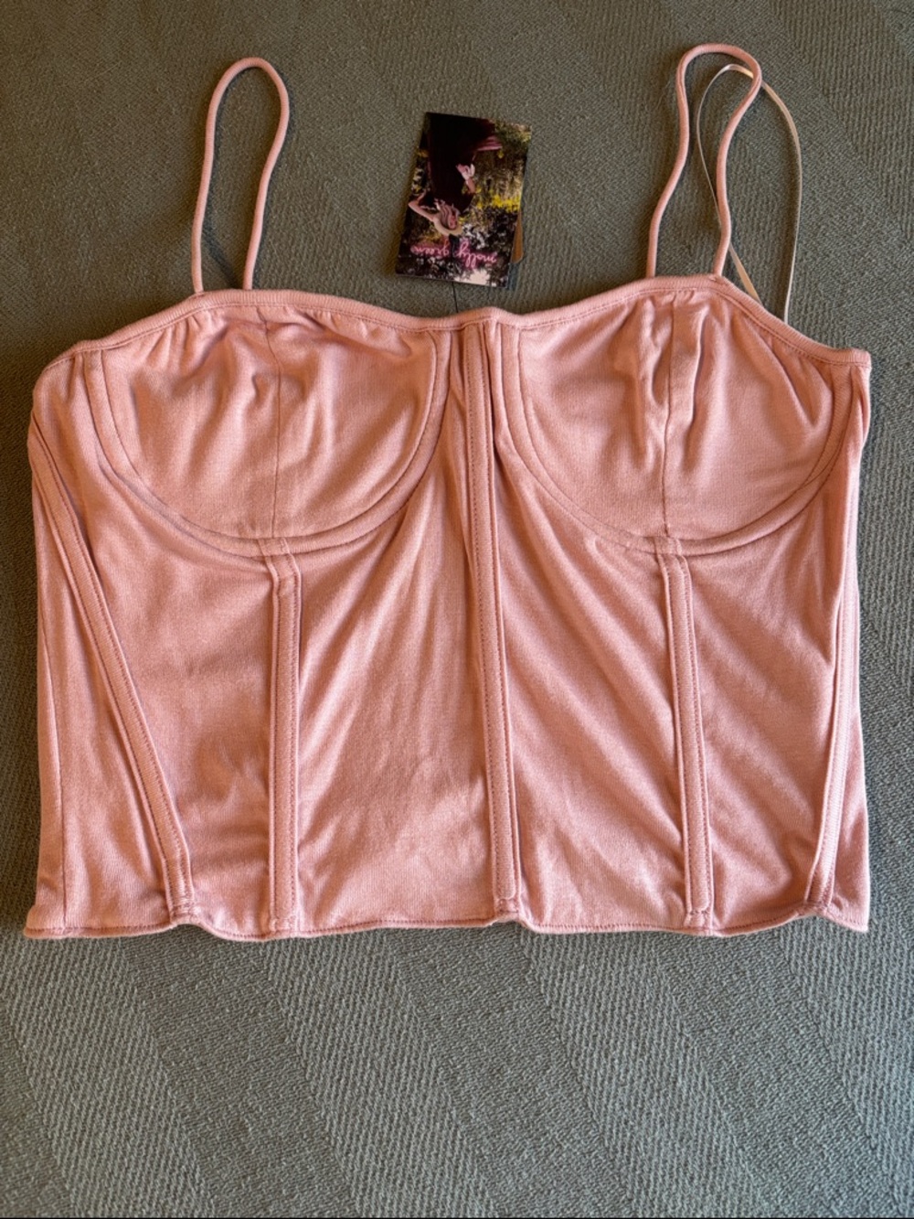 Pink Bustier Crop Top with Spaghetti Straps
